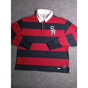 The Stronghold Los Angeles Rugby Shirt Mens XL Red Blue Striped Long Sleeve